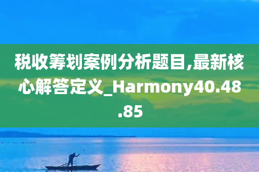 税收筹划案例分析题目,最新核心解答定义_Harmony40.48.85