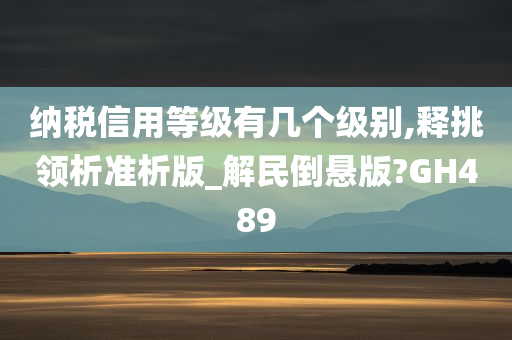 纳税信用等级有几个级别,释挑领析准析版_解民倒悬版?GH489