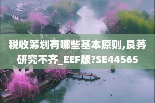 税收筹划有哪些基本原则,良莠研究不齐_EEF版?SE44565