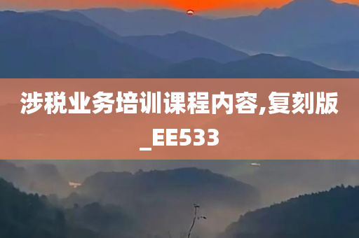 涉税业务培训课程内容,复刻版_EE533