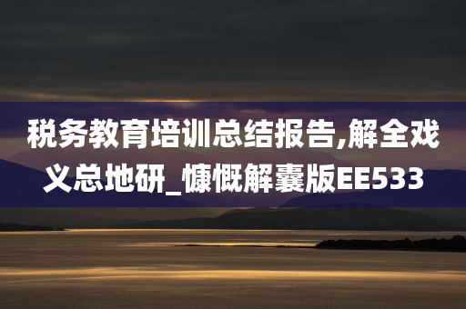 税务教育培训总结报告,解全戏义总地研_慷慨解囊版EE533