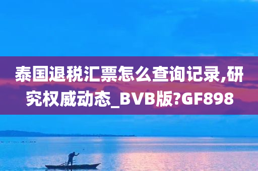 泰国退税汇票怎么查询记录,研究权威动态_BVB版?GF898