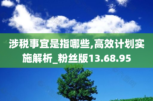 涉税事宜是指哪些,高效计划实施解析_粉丝版13.68.95