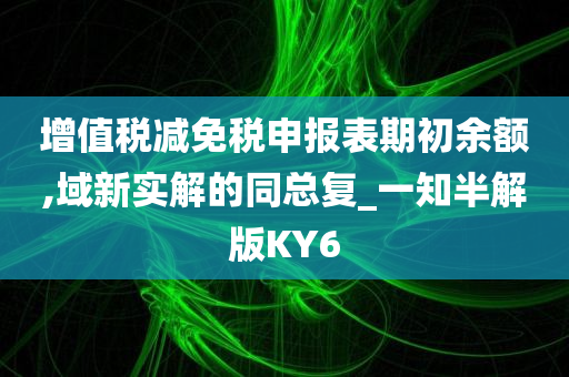 增值税减免税申报表期初余额,域新实解的同总复_一知半解版KY6