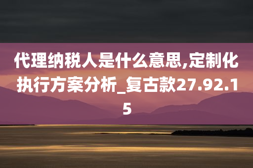 代理纳税人是什么意思,定制化执行方案分析_复古款27.92.15