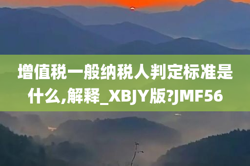 增值税一般纳税人判定标准是什么,解释_XBJY版?JMF56