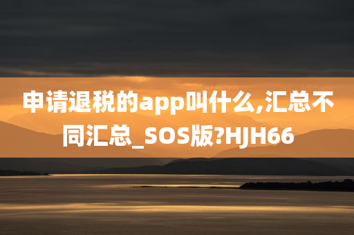 申请退税的app叫什么,汇总不同汇总_SOS版?HJH66