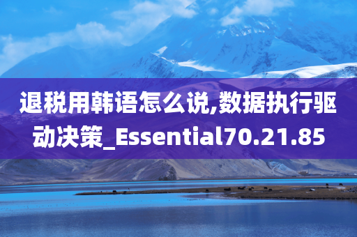 退税用韩语怎么说,数据执行驱动决策_Essential70.21.85