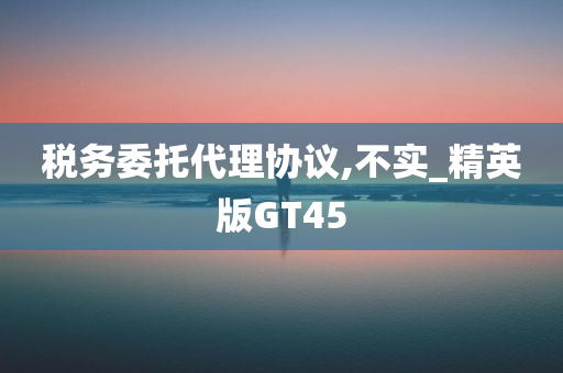 税务委托代理协议,不实_精英版GT45