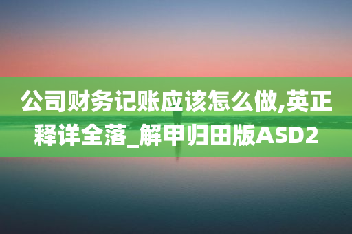 公司财务记账应该怎么做,英正释详全落_解甲归田版ASD2