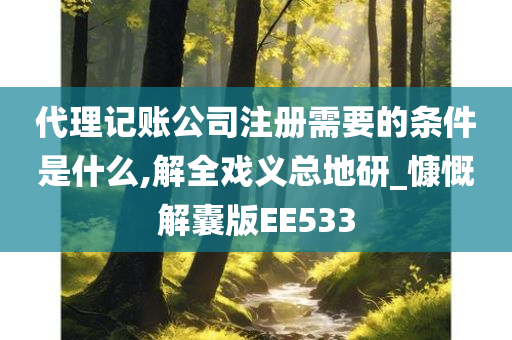 代理记账公司注册需要的条件是什么,解全戏义总地研_慷慨解囊版EE533