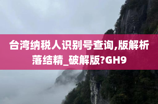 台湾纳税人识别号查询,版解析落结精_破解版?GH9