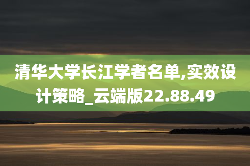 清华大学长江学者名单,实效设计策略_云端版22.88.49