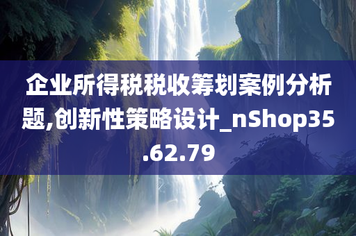 企业所得税税收筹划案例分析题,创新性策略设计_nShop35.62.79