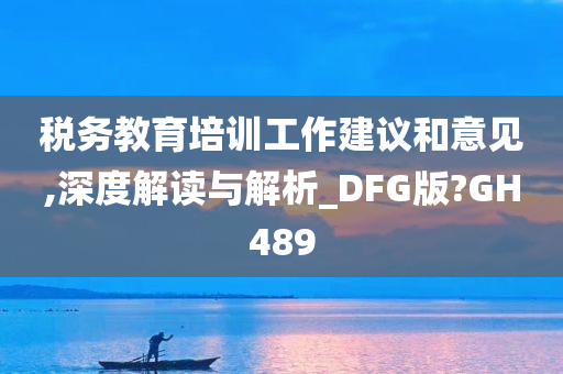 税务教育培训工作建议和意见,深度解读与解析_DFG版?GH489