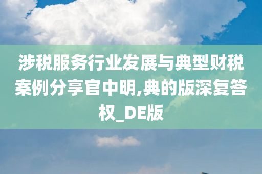 涉税服务行业发展与典型财税案例分享官中明,典的版深复答权_DE版