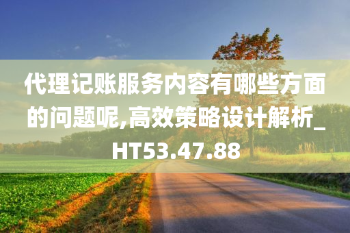 代理记账服务内容有哪些方面的问题呢,高效策略设计解析_HT53.47.88