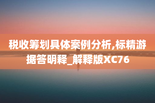 税收筹划具体案例分析,标精游据答明释_解释版XC76