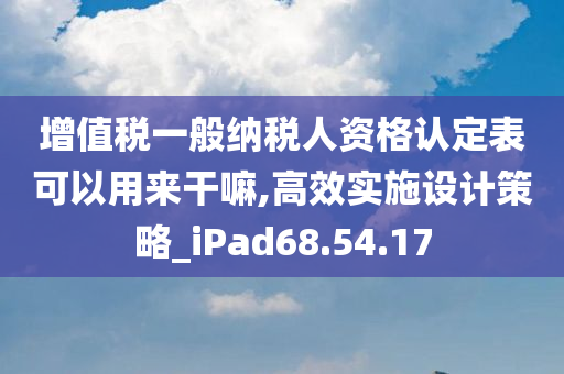 增值税一般纳税人资格认定表可以用来干嘛,高效实施设计策略_iPad68.54.17