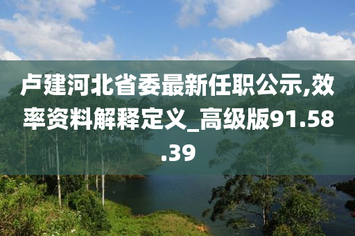 卢建河北省委最新任职公示,效率资料解释定义_高级版91.58.39