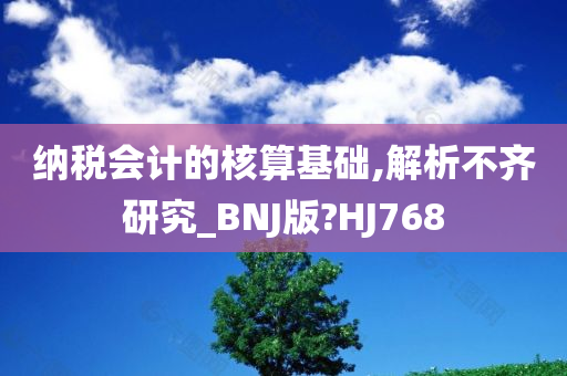 纳税会计的核算基础,解析不齐研究_BNJ版?HJ768