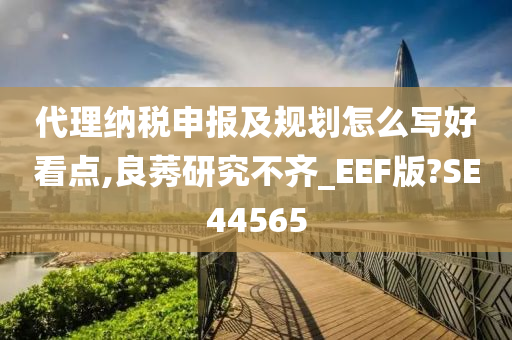 代理纳税申报及规划怎么写好看点,良莠研究不齐_EEF版?SE44565