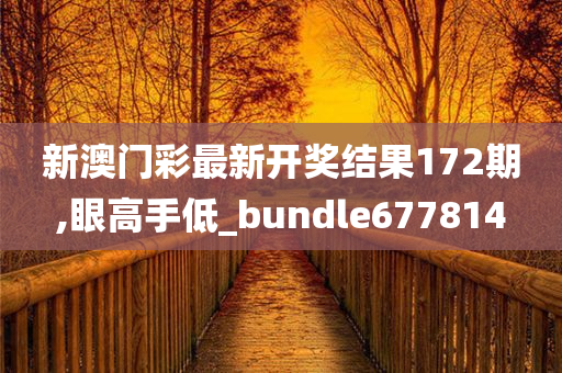 新澳门彩最新开奖结果172期,眼高手低_bundle677814