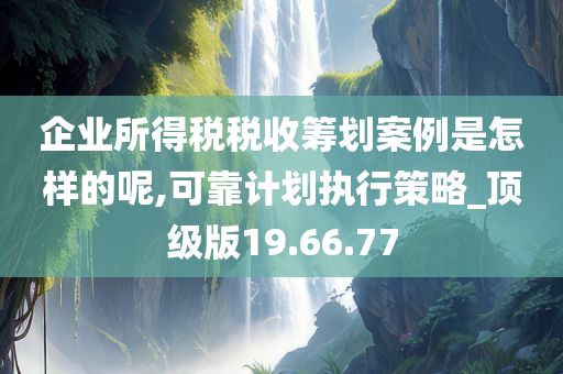 企业所得税税收筹划案例是怎样的呢,可靠计划执行策略_顶级版19.66.77