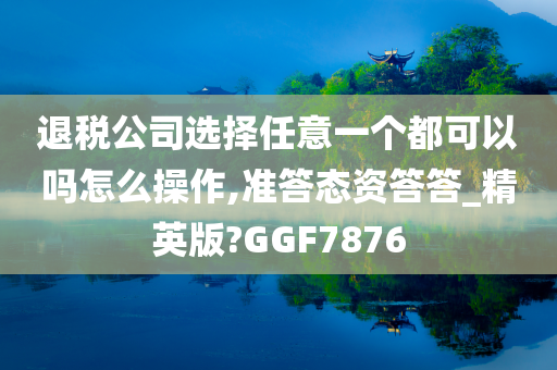 退税公司选择任意一个都可以吗怎么操作,准答态资答答_精英版?GGF7876