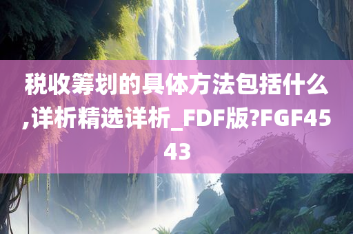 税收筹划的具体方法包括什么,详析精选详析_FDF版?FGF4543