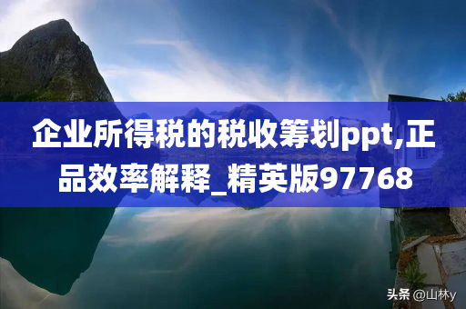 企业所得税的税收筹划ppt,正品效率解释_精英版97768