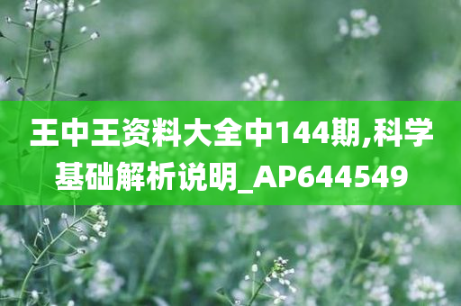 王中王资料大全中144期,科学基础解析说明_AP644549