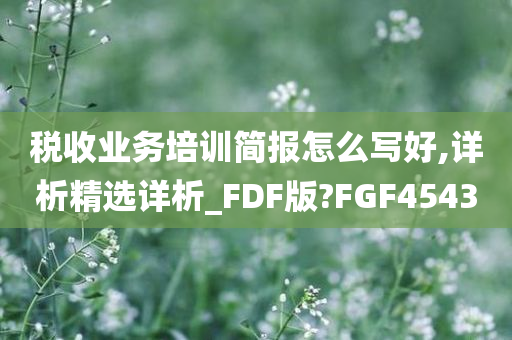 税收业务培训简报怎么写好,详析精选详析_FDF版?FGF4543