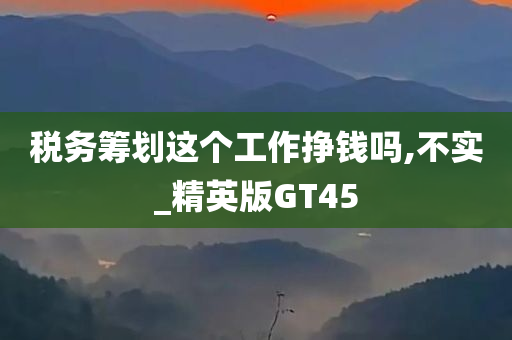 税务筹划这个工作挣钱吗,不实_精英版GT45