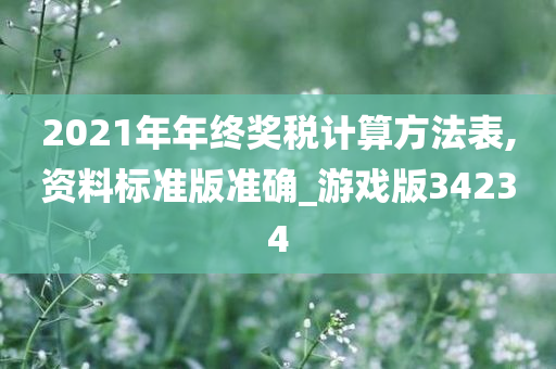 2021年年终奖税计算方法表,资料标准版准确_游戏版34234