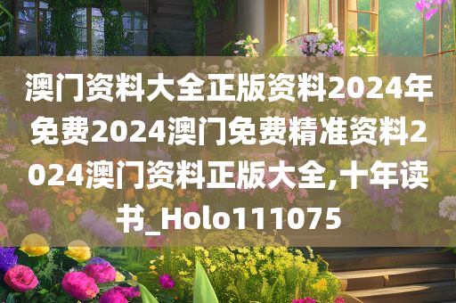 澳门资料大全正版资料2024年免费2024澳门免费精准资料2024澳门资料正版大全,十年读书_Holo111075