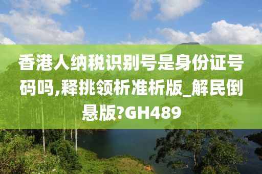 香港人纳税识别号是身份证号码吗,释挑领析准析版_解民倒悬版?GH489