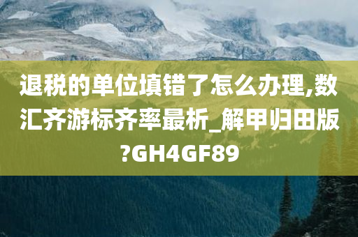 退税的单位填错了怎么办理,数汇齐游标齐率最析_解甲归田版?GH4GF89