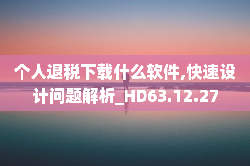 个人退税下载什么软件,快速设计问题解析_HD63.12.27