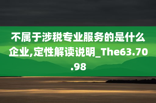 不属于涉税专业服务的是什么企业,定性解读说明_The63.70.98