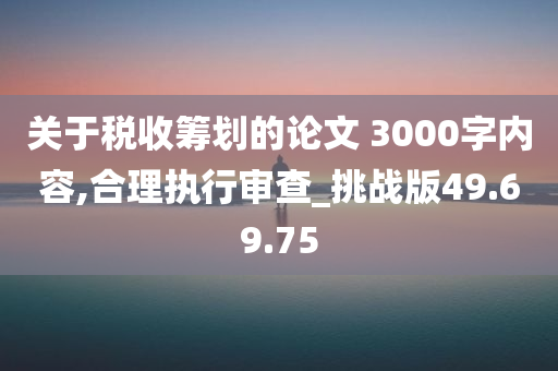 关于税收筹划的论文 3000字内容,合理执行审查_挑战版49.69.75