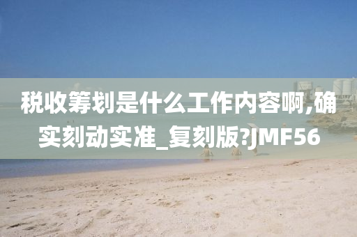 税收筹划是什么工作内容啊,确实刻动实准_复刻版?JMF56