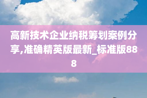 高新技术企业纳税筹划案例分享,准确精英版最新_标准版888