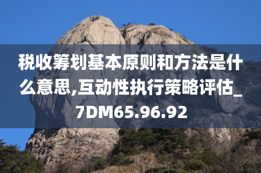 税收筹划基本原则和方法是什么意思,互动性执行策略评估_7DM65.96.92