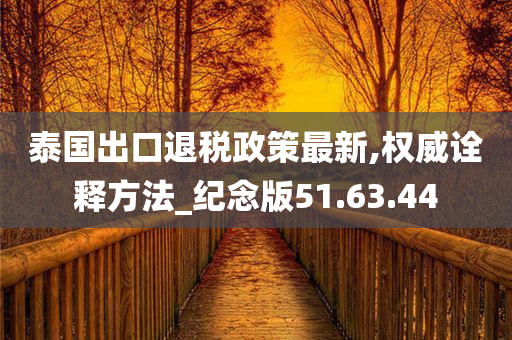 泰国出口退税政策最新,权威诠释方法_纪念版51.63.44