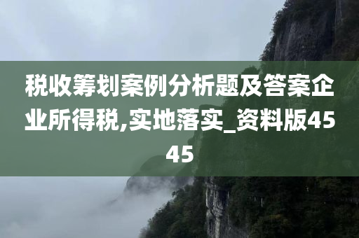 税收筹划案例分析题及答案企业所得税,实地落实_资料版4545