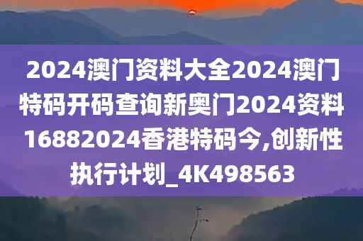 2024澳门资料大全2024澳门特码开码查询新奥门2024资料16882024香港特码今,创新性执行计划_4K498563