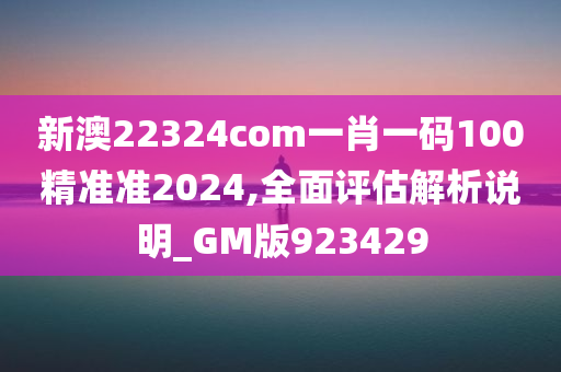 新澳22324com一肖一码100精准准2024,全面评估解析说明_GM版923429