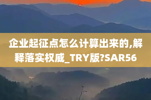 企业起征点怎么计算出来的,解释落实权威_TRY版?SAR56