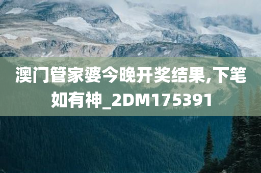 澳门管家婆今晚开奖结果,下笔如有神_2DM175391